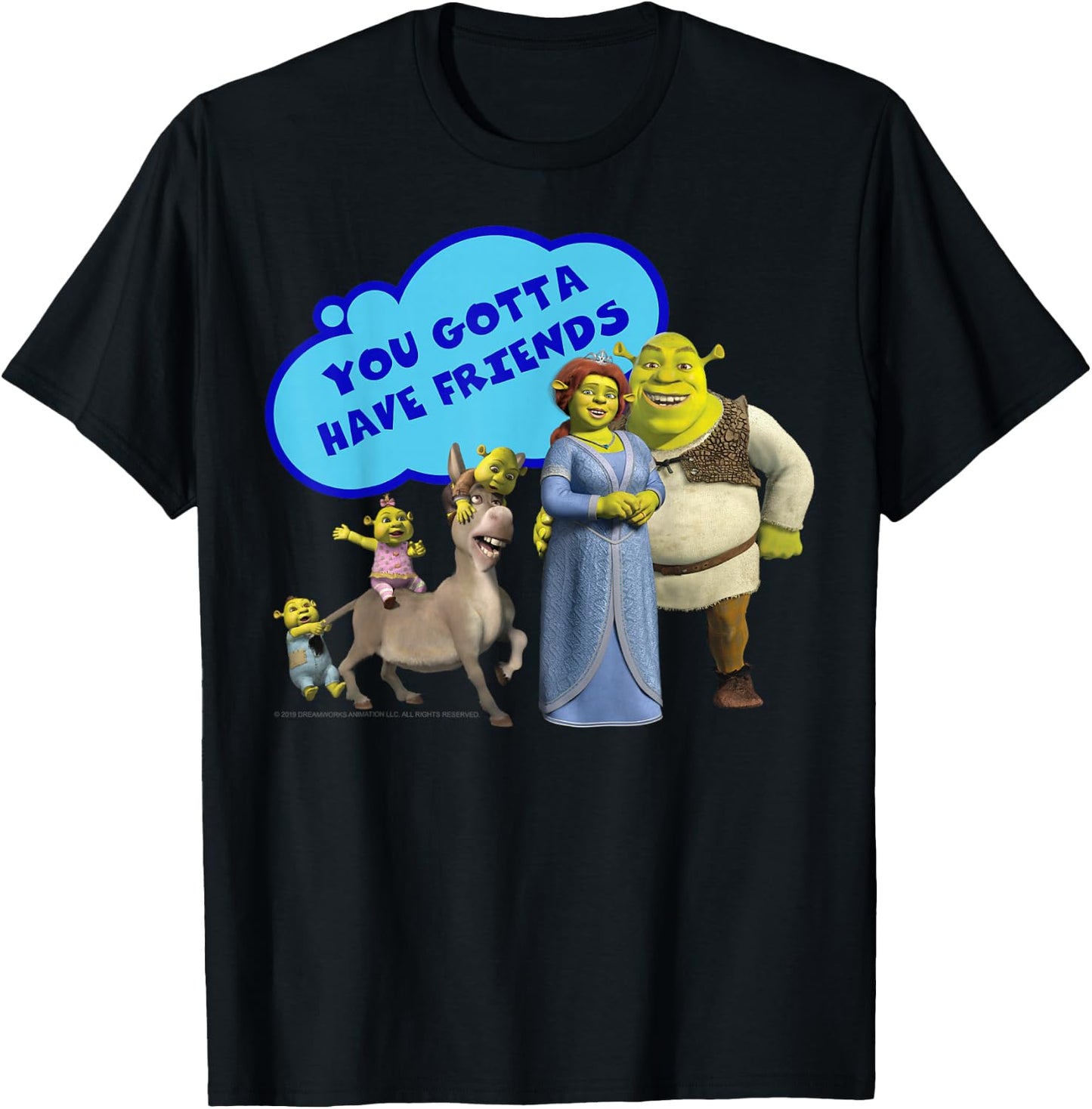 Shrek Donkey You Gotta Have Friends Bubble Text Poster T-Shirt - T-Shirt | Black