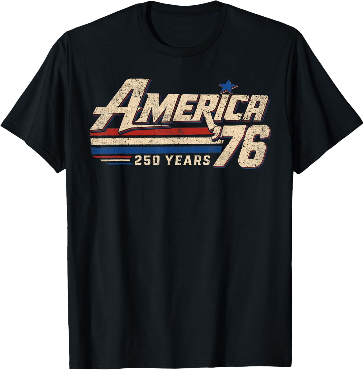 America 76 Retro 250 Years 1776 2026 250th Anniversary USA T-Shirt - T-Shirt | Black