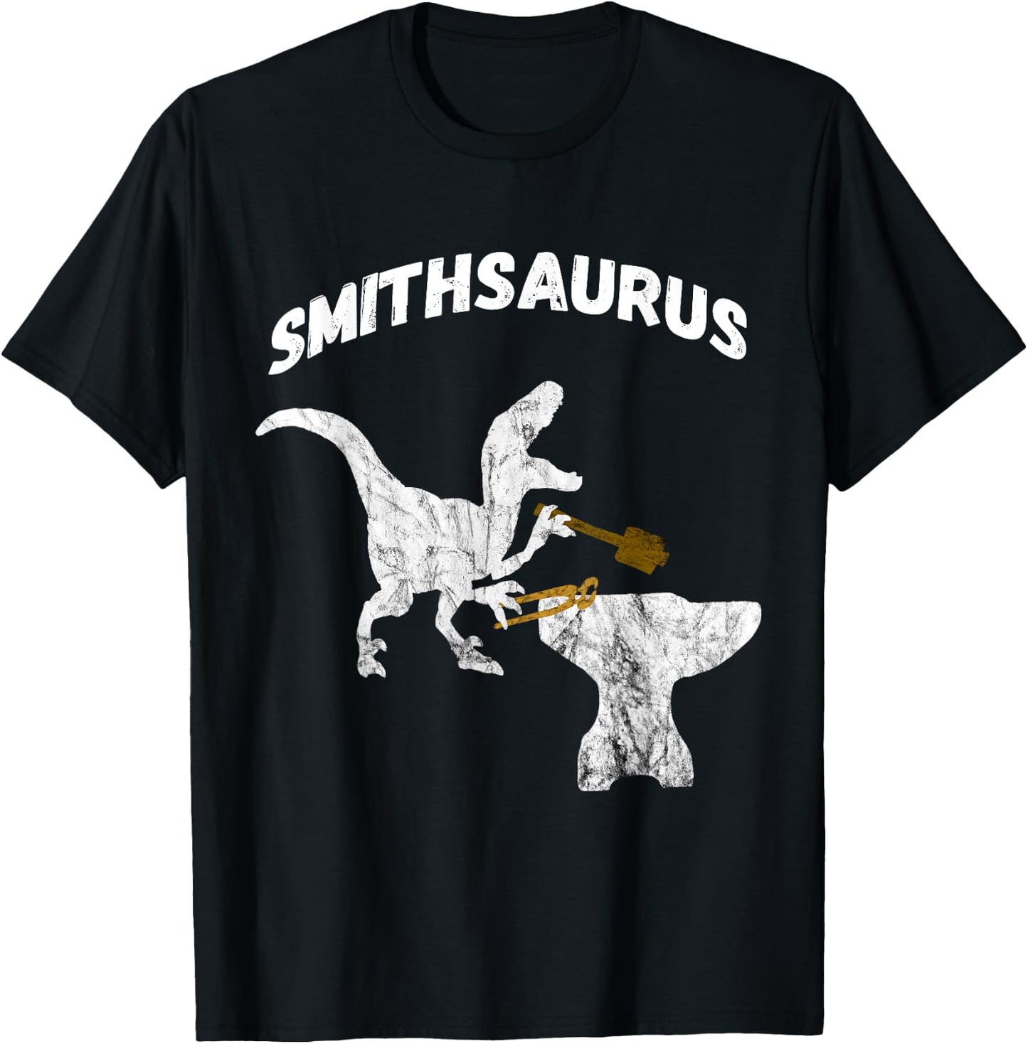 Cool Sledge Hammer Metalworker Shirt Gifts Dinosaurs Blacksmith Tongs Blacksmithing Funny -Adults Black Short Sleeve Classic Fit Cotton Novelty T-Shirt - T-Shirt | Black