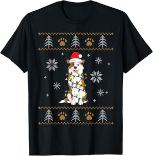 Ugly Christmas Australian Shepherd Family Xmas Aussie Dog Men Women Kids T-Shirt - T-Shirt | Black