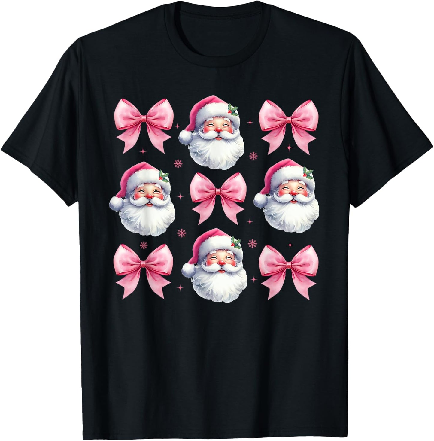Pink Santa Christmas Shirts Christmas Coquette Bow T-Shirt - T-Shirt | Black