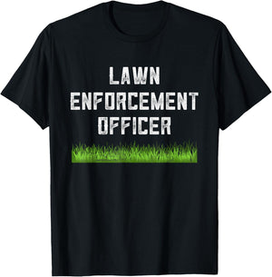 Lawn Enforcement Officer Riding Mower Grass Funny Dad Joke T-Shirt - T-Shirt | Black