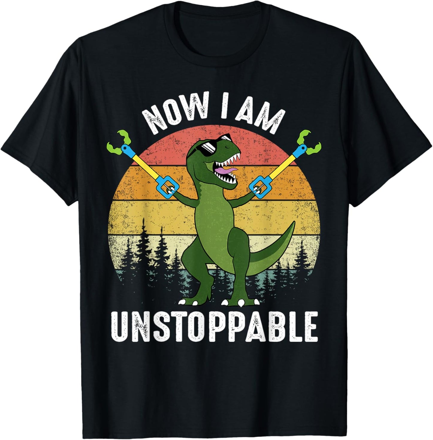Funny T-Rex Now I Am Unstoppable T-Shirt - T-Shirt | Black