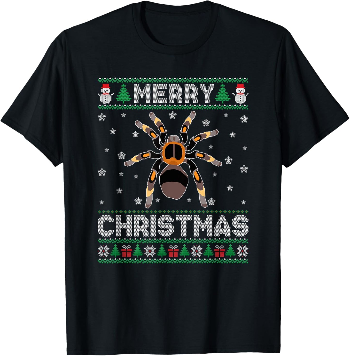 Tarantula Animal Men Women Kids Ugly Christmas Sweater T-Shirt - T-Shirt | Black