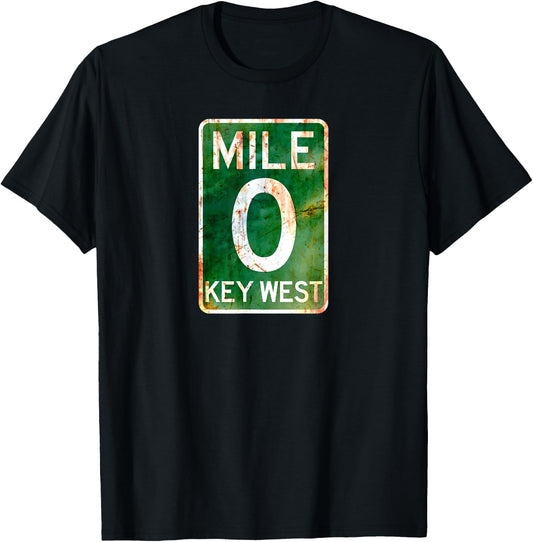 Key West T Shirt Mile 0 Florida Sign Rusted T-Shirt - T-Shirt | Black