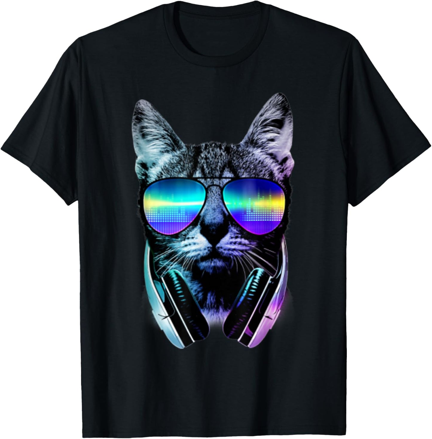 Dj Cat Headphones - Black, Small, , Cotton 100%, Short Sleeve, , Graphic, Modern, Casual, All Seasons, 1 Count T-Shirt - T-Shirt | Black
