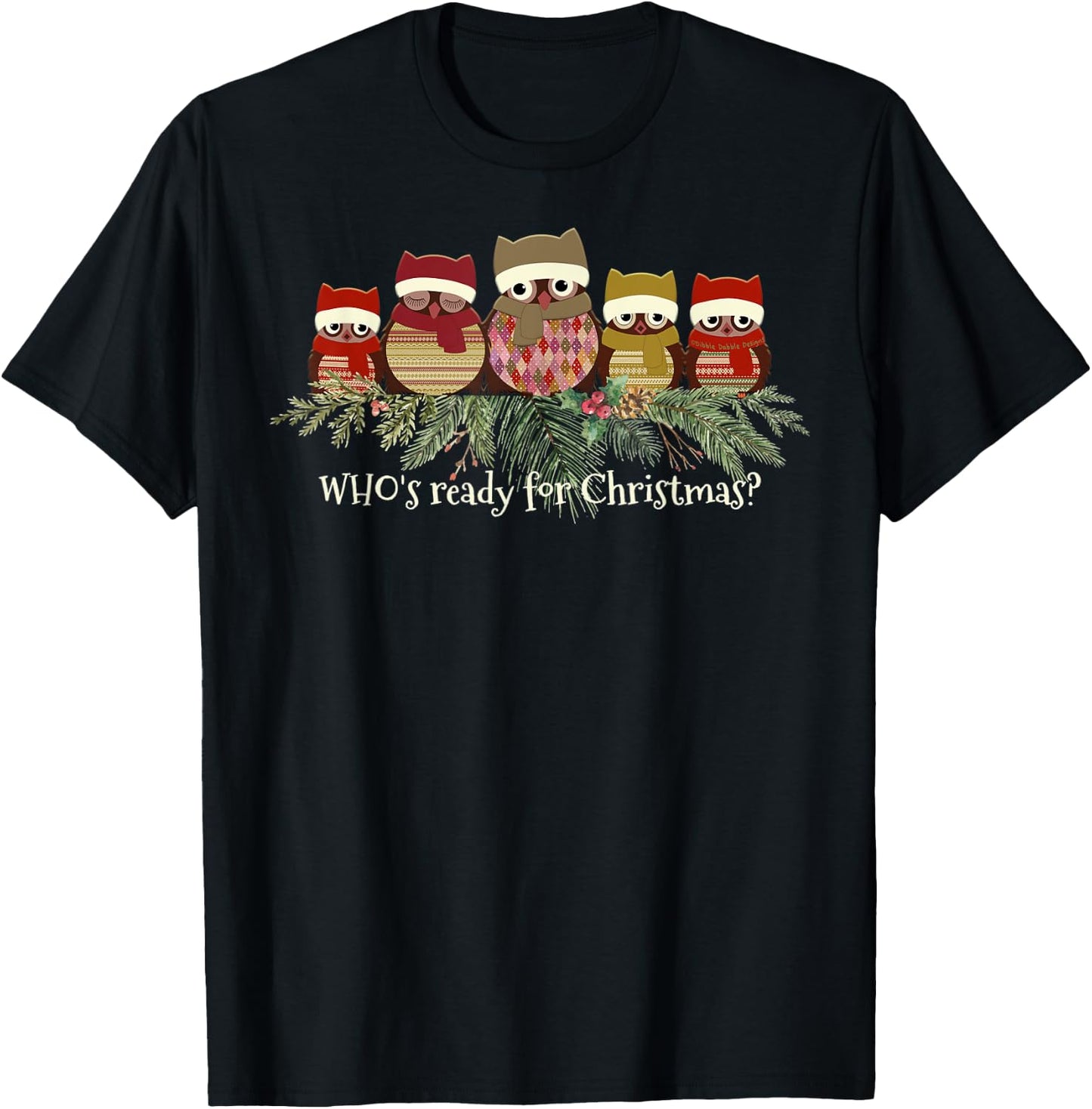 Owl Lover's Who's Ready for Christmas T-Shirt - T-Shirt | Black
