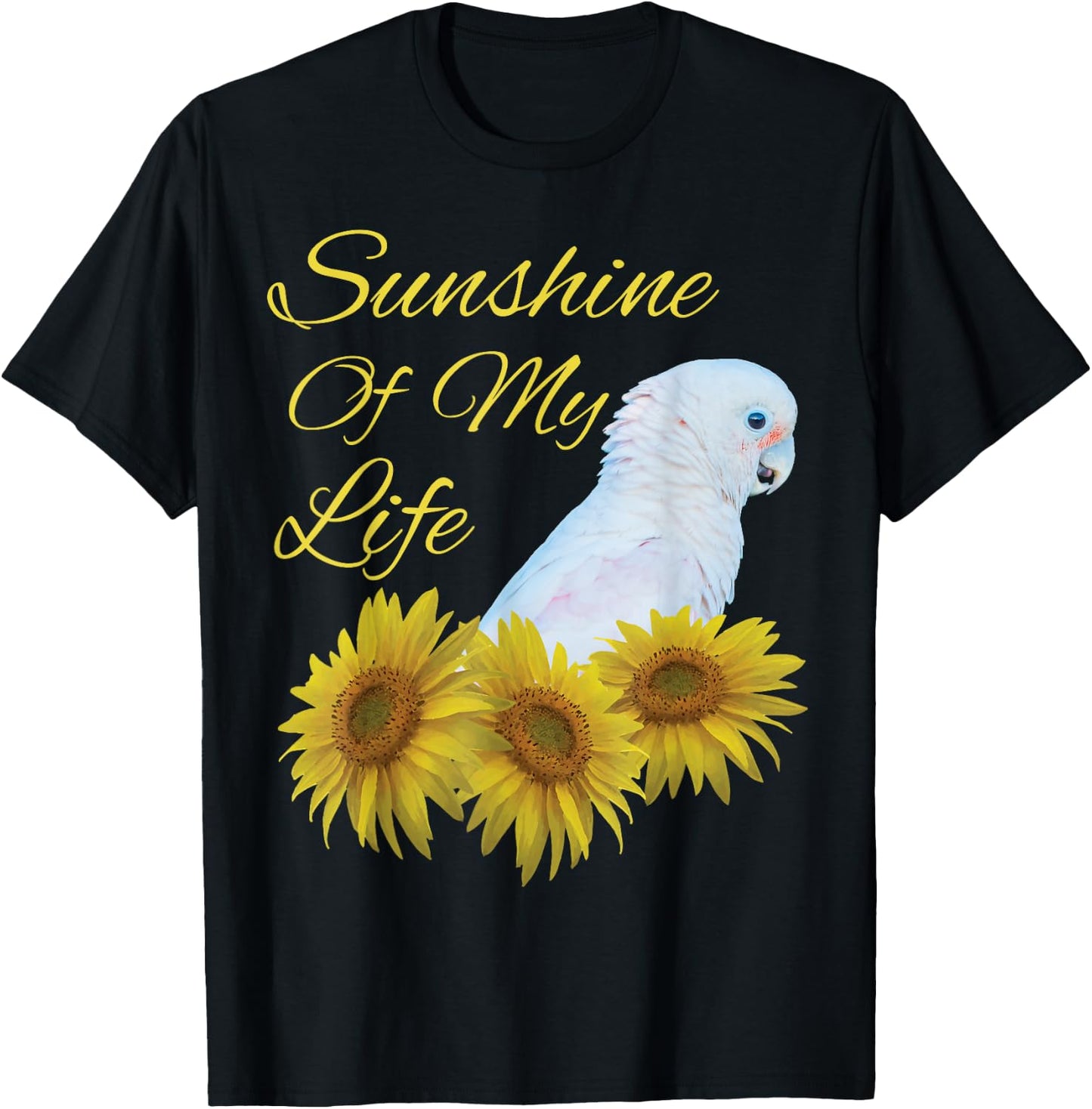 Goffins Cockatoo Parrot Sunshine Sunflower T-Shirt - T-Shirt | Black