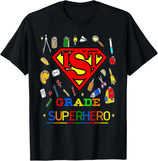 1st Grade Superhero First Grade Gift kids T-Shirt - T-Shirt | Black