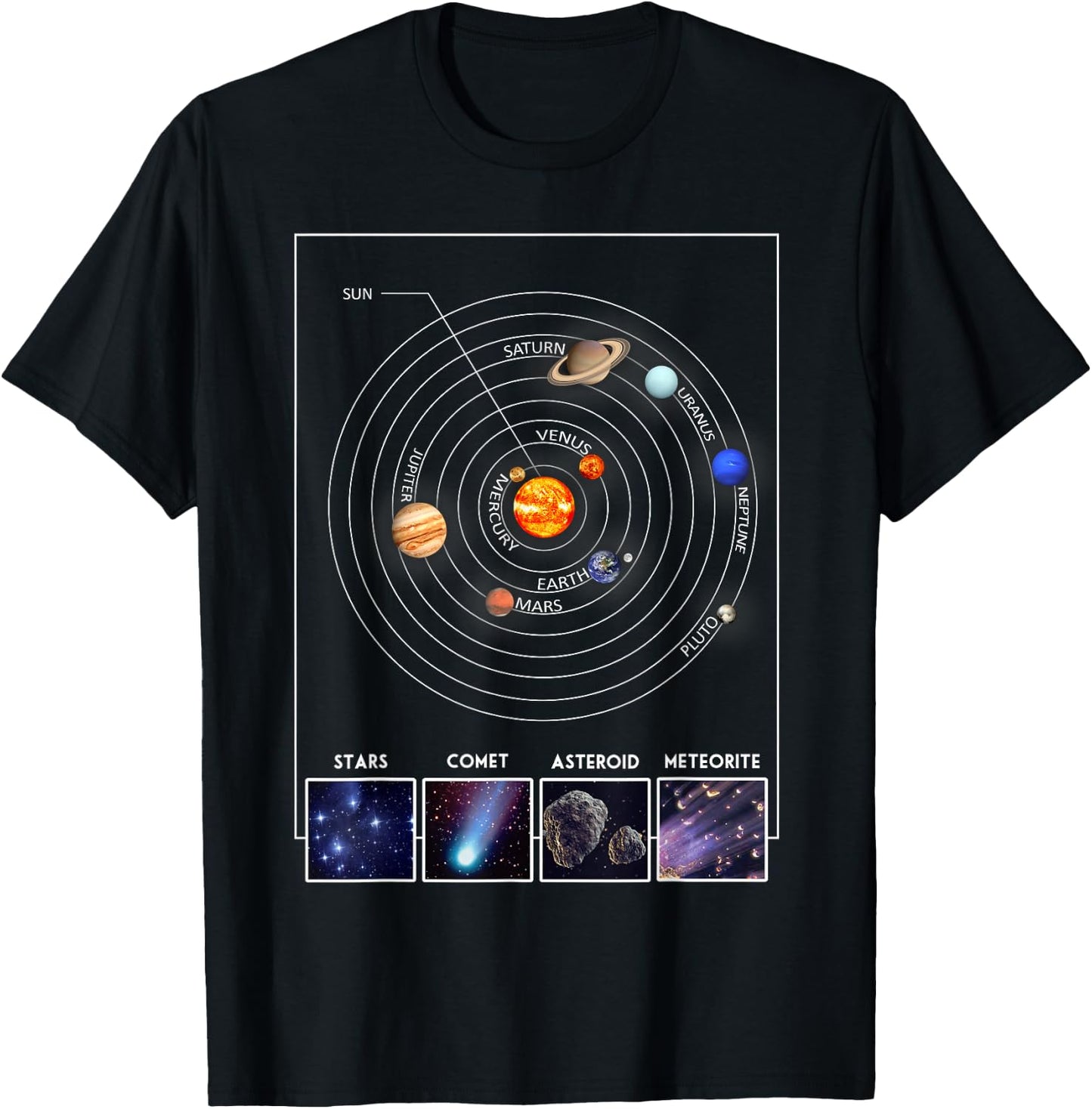 Solar System Graphic Cool Astronomy Scientist Gift T-Shirt - T-Shirt | Black