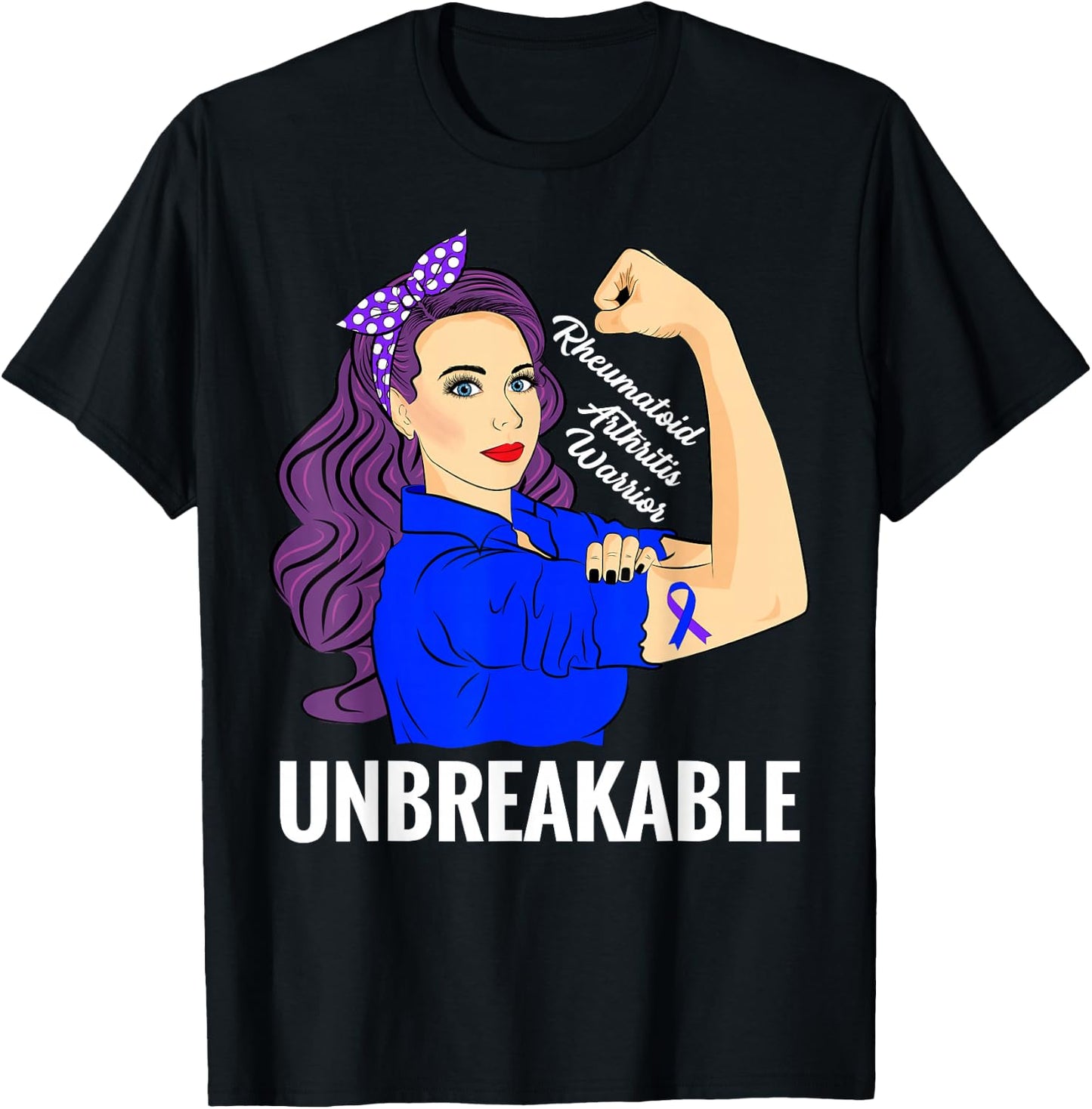 Rheumatoid Arthritis Awareness Warrior Unbreakable RA T-Shirt - T-Shirt | Black