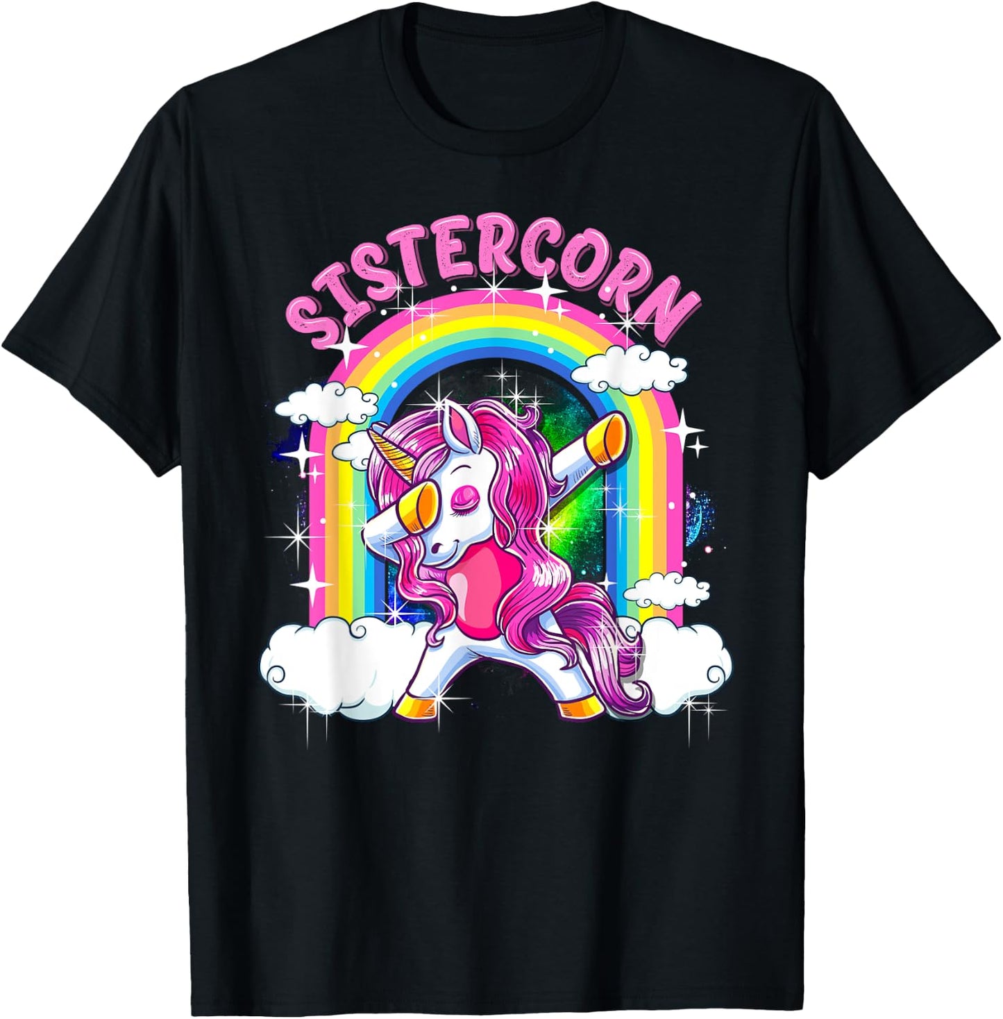 Sistercorn Shirt Dabbing Unicorn Cute Sister Gifts T-Shirt - T-Shirt | Black
