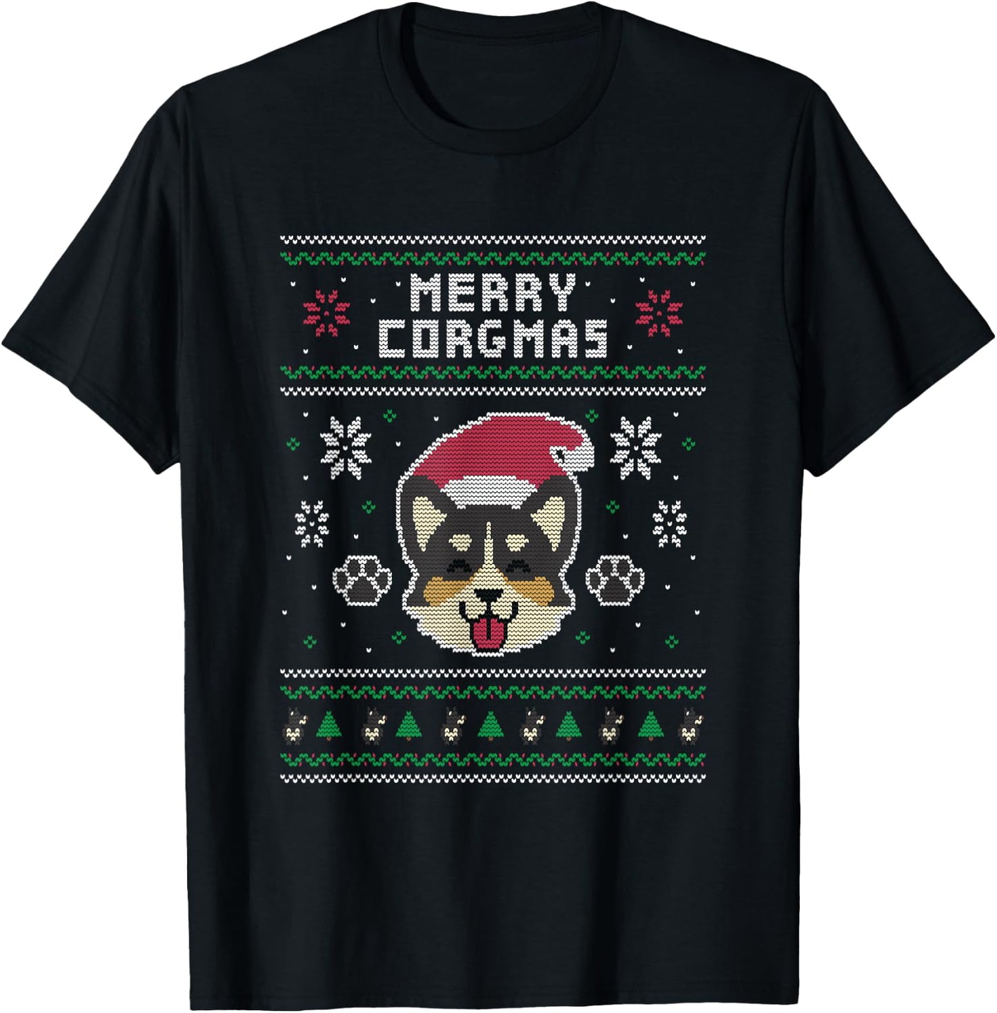 Official Corgi Ugly Christmas Sweater T-Shirt - T-Shirt | Black