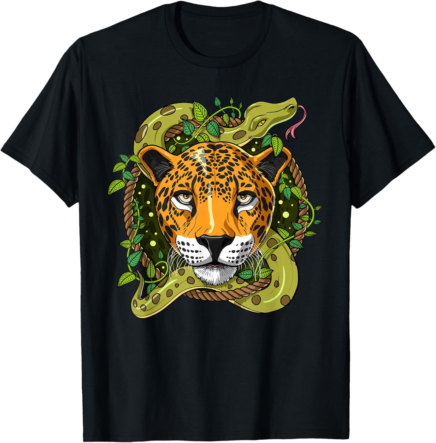 Jaguar Snake Forest Jungle Animals Jaguar Lover T-Shirt - T-Shirt | Black