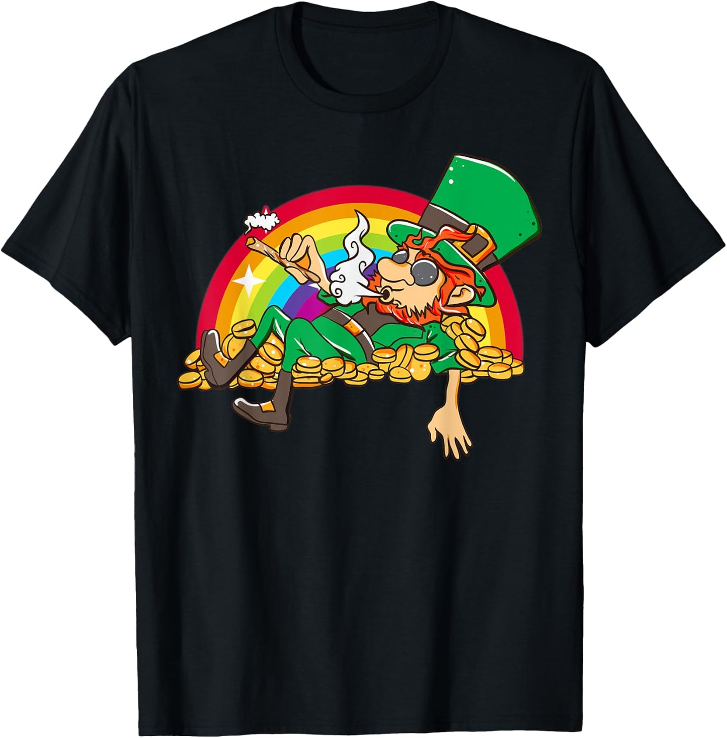 Pot Smoking Leprechaun funny St Patty's Day t T-Shirt - T-Shirt | Black