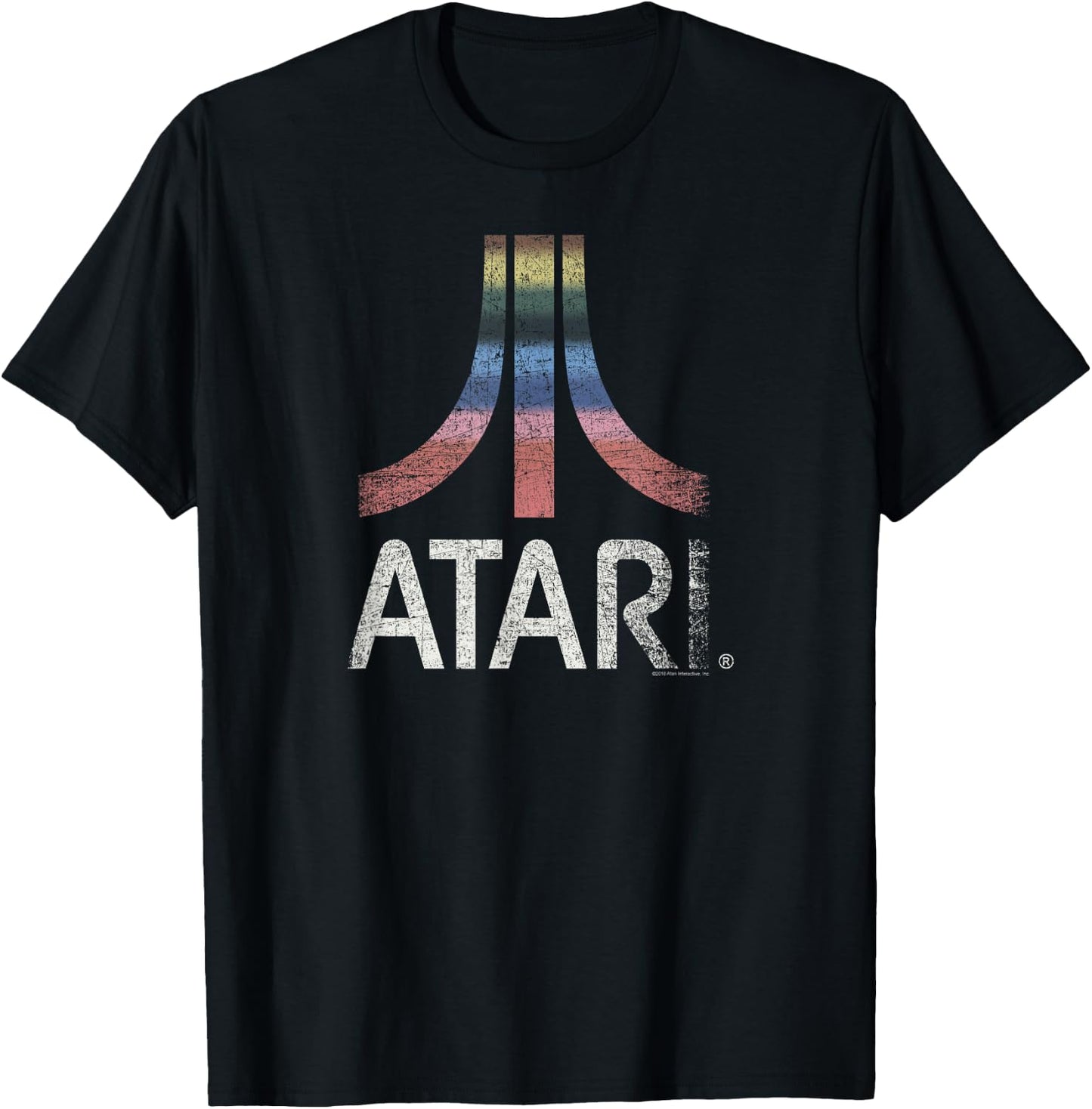 Atari Rainbow Vintage Washed Out Logo T-Shirt - T-Shirt | Black