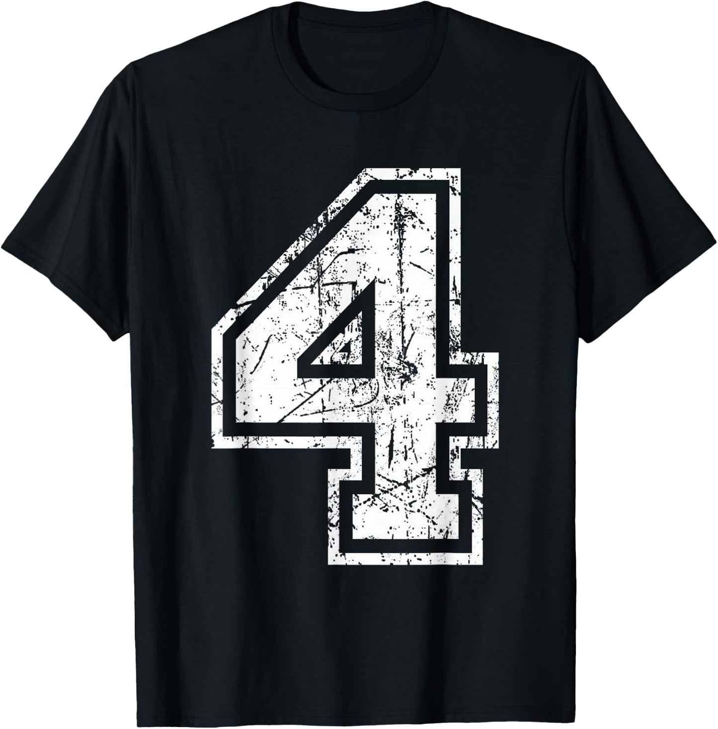 Sports Jersey Grunge Number 4 Fan Team Player Birthday T-Shirt - T-Shirt | Black