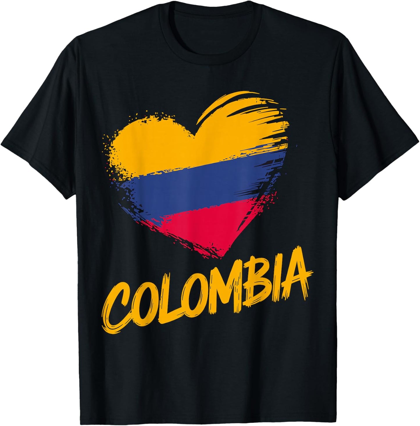 Magical and Funny Colombian Gifts Colombia Heart Colombian Flag - Black, Small, , Short Sleeve T-Shirt - T-Shirt | Black