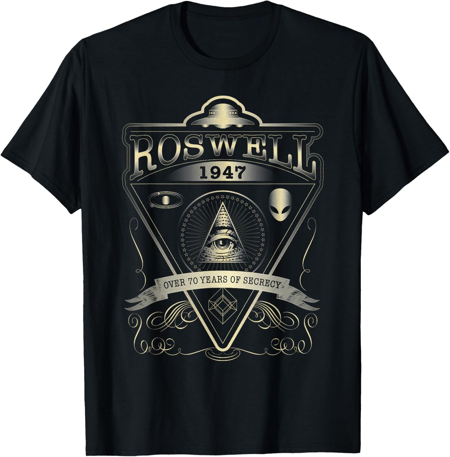 Roswell 1947 Alien T Shirt - Vintage Style UFO, Area 51 T-Shirt - T-Shirt | Black