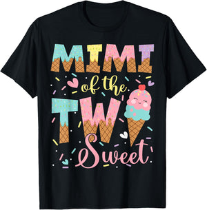 Mimi Of The Two Sweet 2Nd Birthday Girl Ice Cream T-Shirt - T-Shirt | Black