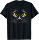 Black Cat Yellow Eyes Face Cat T-Shirt - T-Shirt | Black
