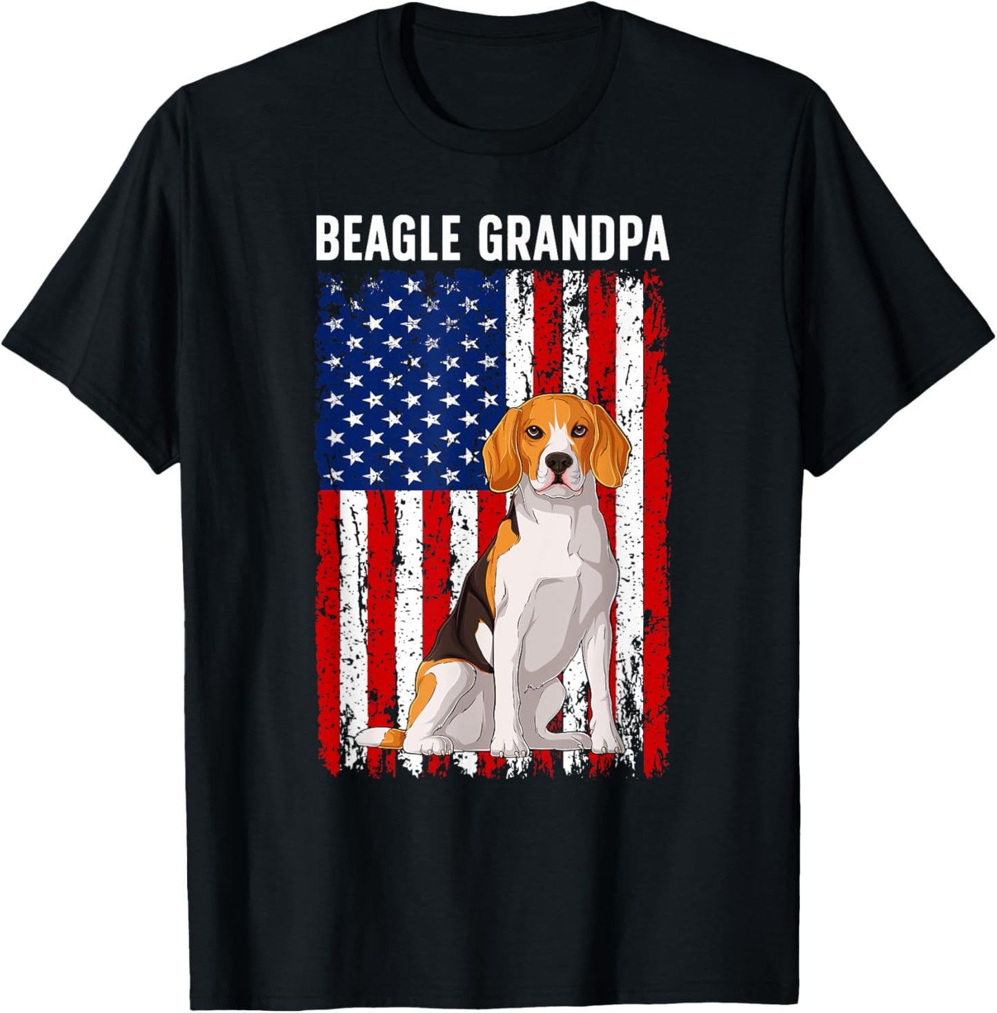Beagle Grandpa Of A Beagle Grandfather US Flag T-Shirt - T-Shirt | Black