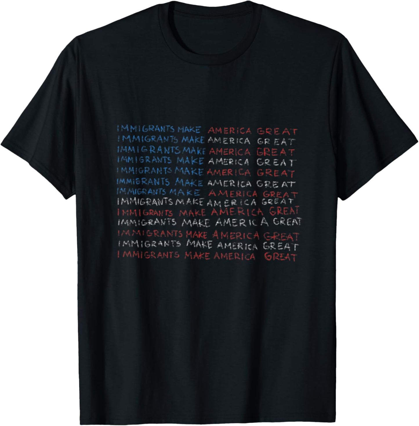 Immigrants Make America Great American Flag T-Shirt - T-Shirt | Black