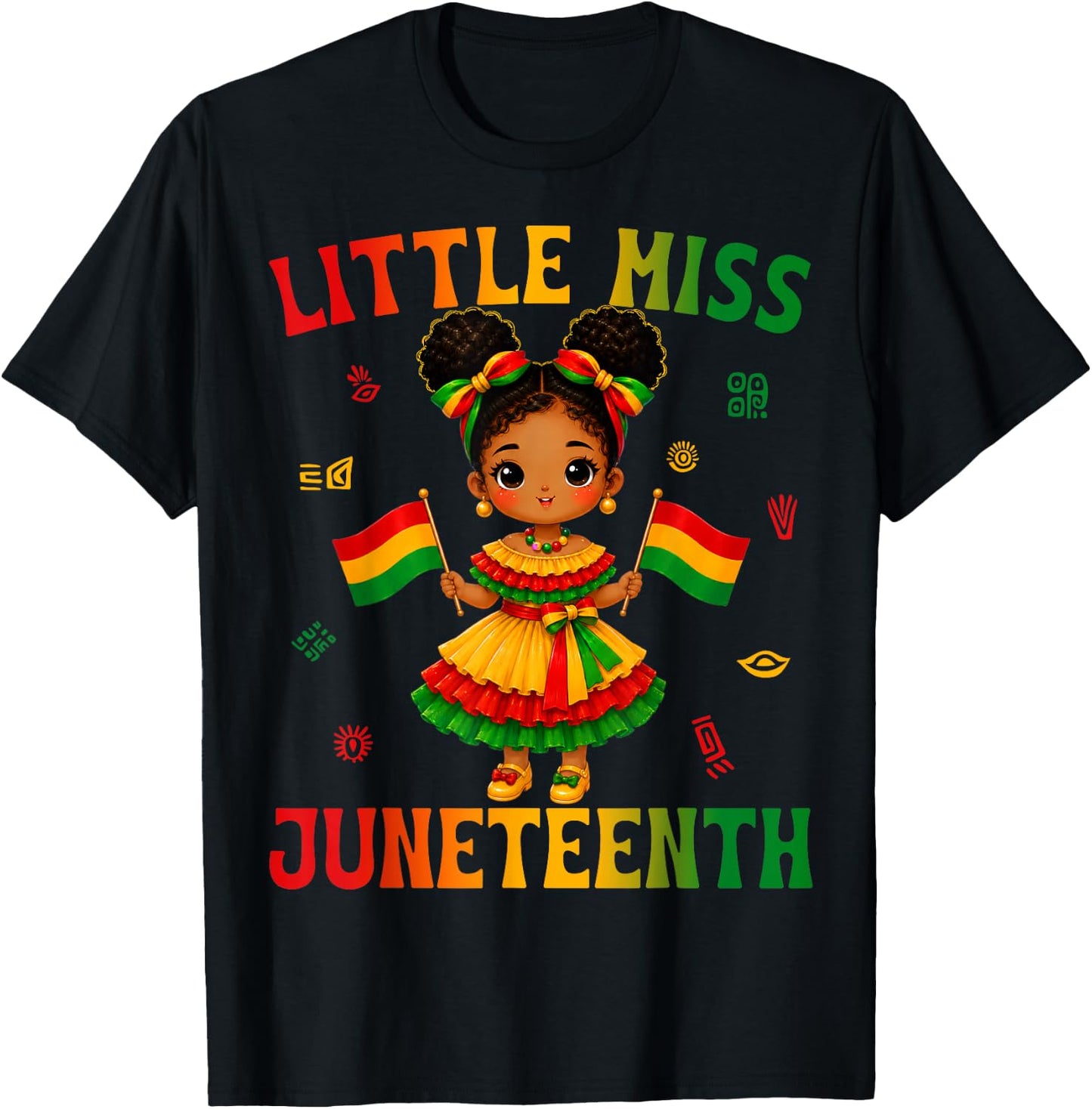 Cute Little Miss Juneteenth Black African Girl Kids Toddlers T-Shirt - T-Shirt | Black