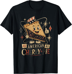 Vintage Retro Cherry Pie As American As Patriotic T-Shirt - T-Shirt | Black