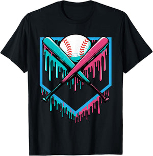 Baseball Drip Sprinkles Baseball Bat And Ball Baseball Drip T-Shirt - T-Shirt | Black