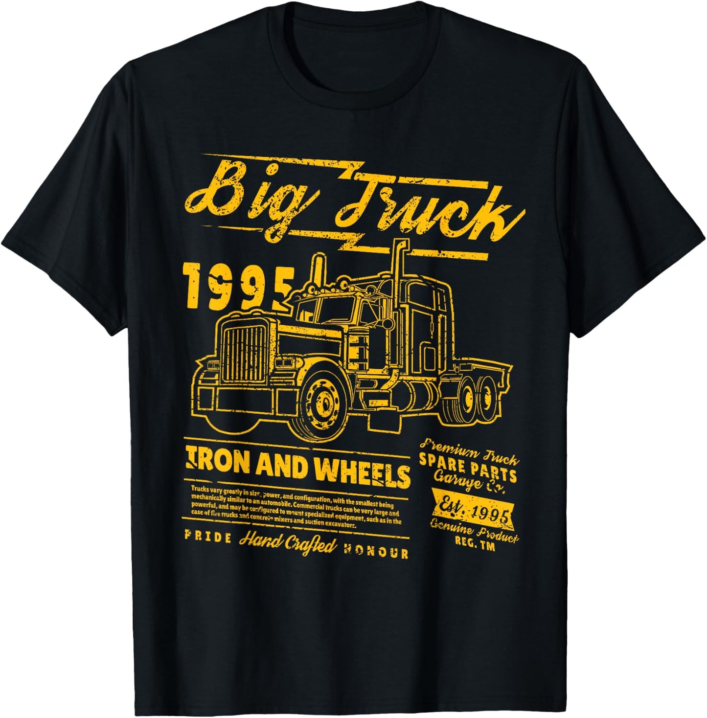 Big Truck Semi Truck Retro Distressed T-Shirt - T-Shirt | Black