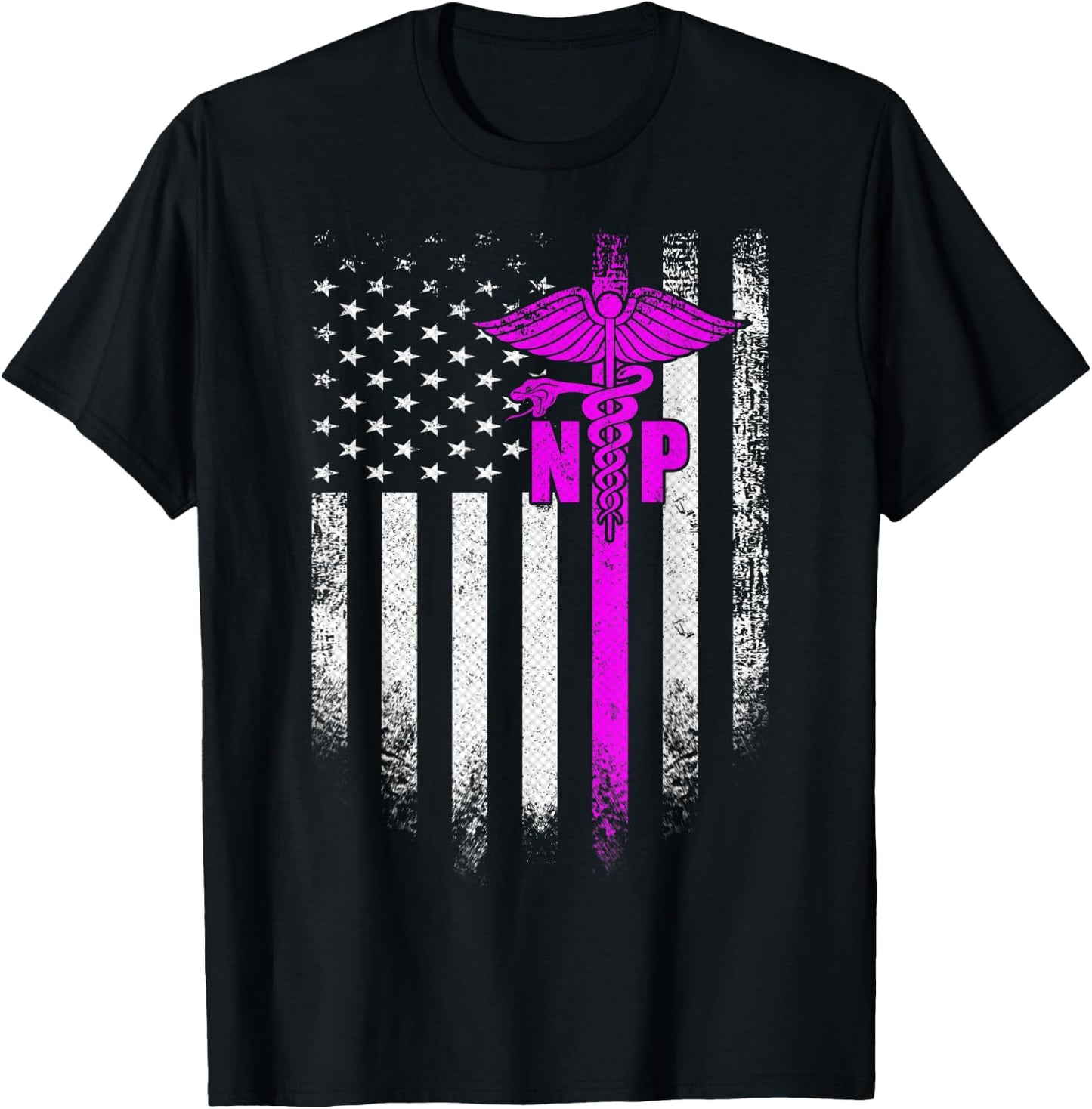 Vintage USA NP Nurse Practitioner American Flag Patriotic T-Shirt - T-Shirt | Black