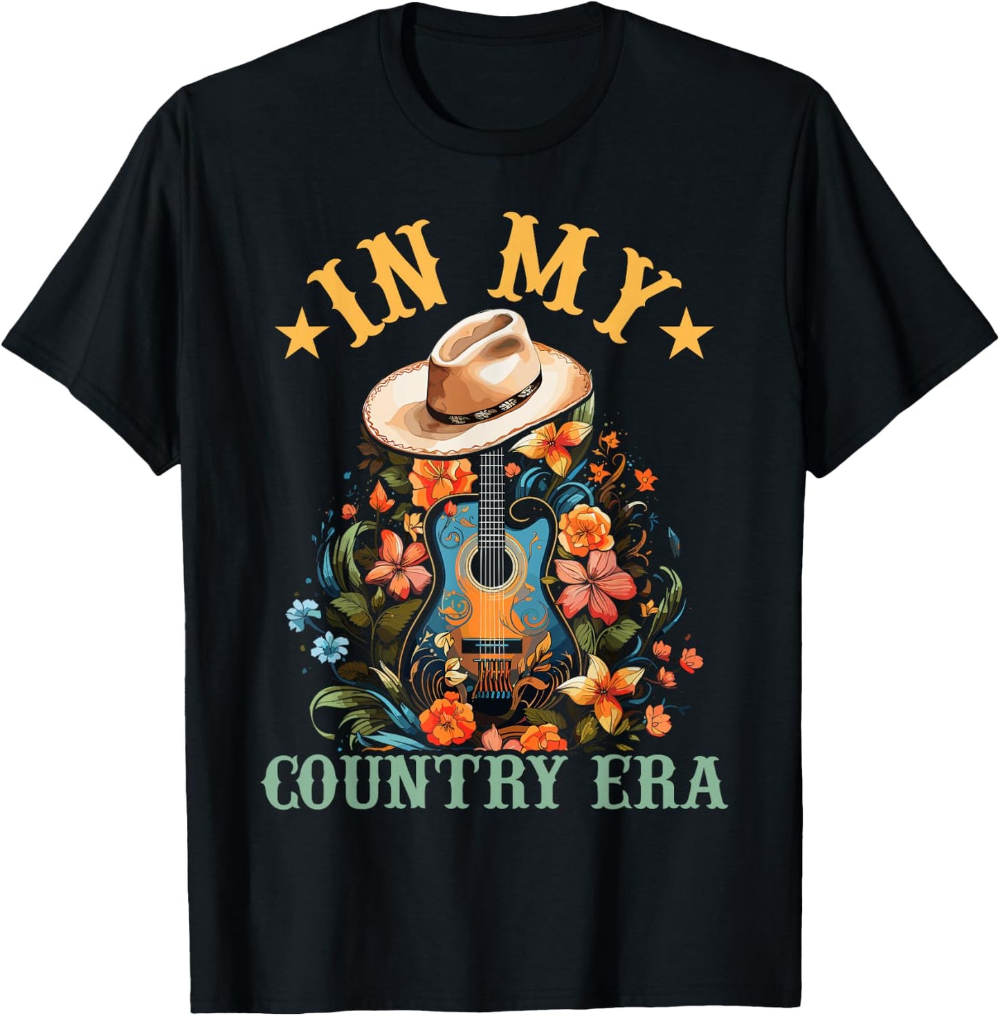 In My Country Era Funny Guitar Western Man Woman T-Shirt - T-Shirt | Black