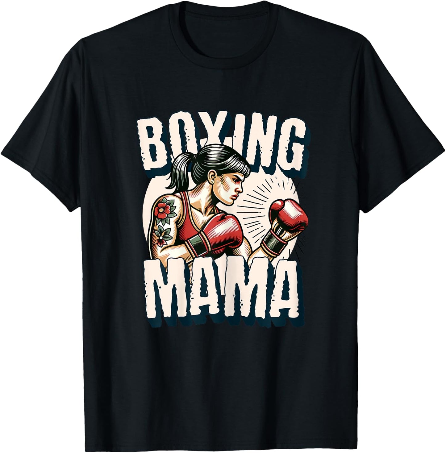 Muay thai fighter mma vintage mama T-Shirt - T-Shirt | Black