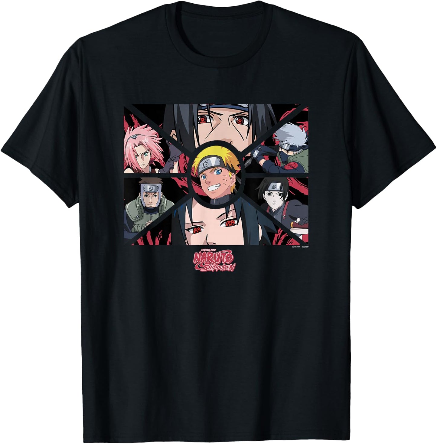 Naruto Shippuden Group Panels Anime T-Shirt - T-Shirt | Black