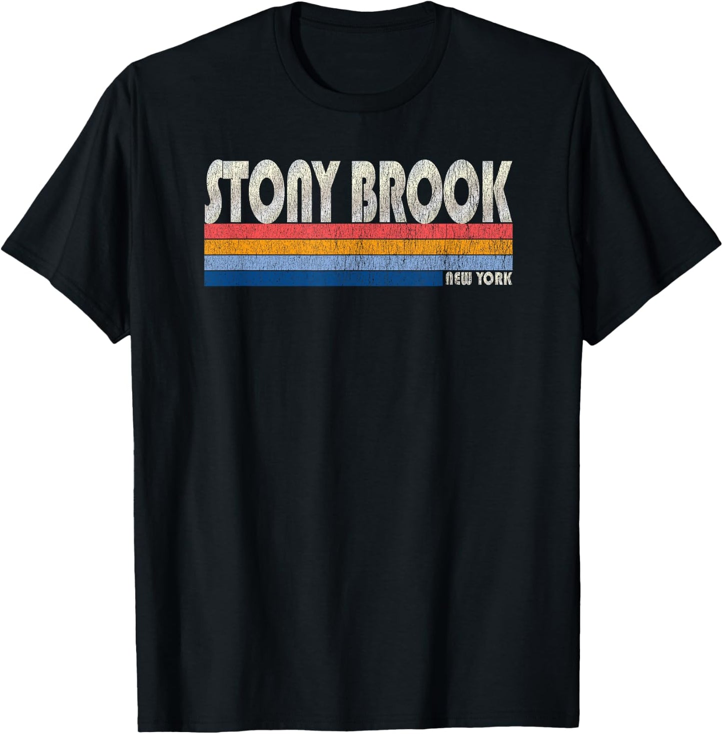 Vintage 70s 80s Style Stony Brook NY T-Shirt - T-Shirt | Black