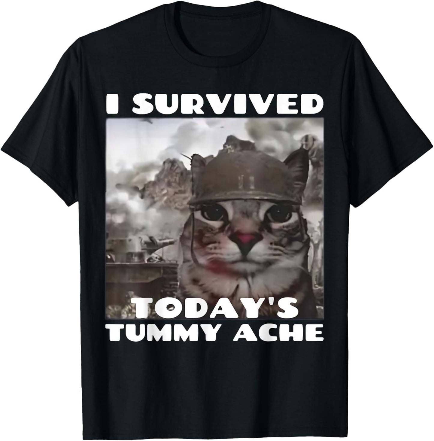 I Survived Today's Tummy Ache Meme Tummy Ache Survivor IBS T-Shirt - T-Shirt | Black
