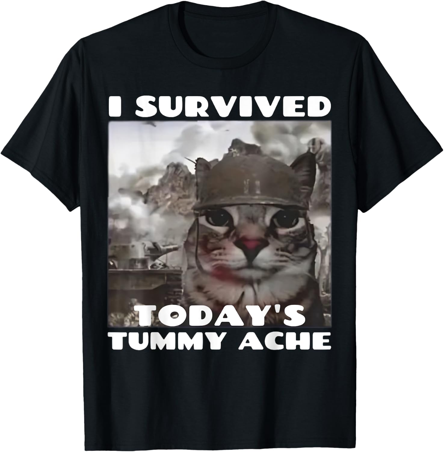 I Survived Today's Tummy Ache Meme Tummy Ache Survivor IBS T-Shirt - T-Shirt | Black