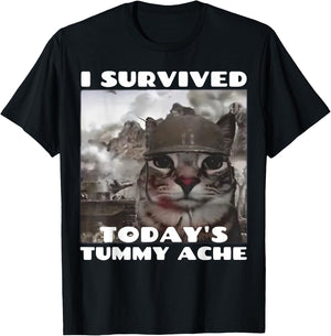 I Survived Today's Tummy Ache Meme Tummy Ache Survivor IBS T-Shirt - T-Shirt | Black