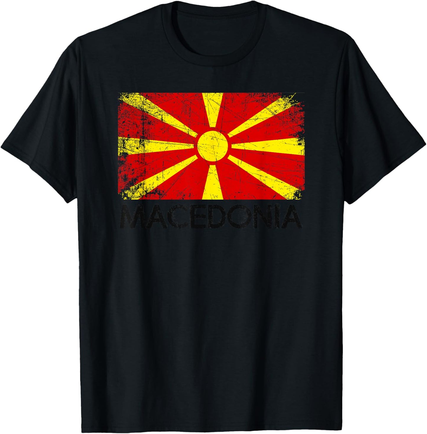 Macedonian Flag | Vintage Made In Macedonia Gift T-Shirt - T-Shirt | Black