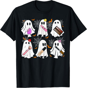 Ghost Makeup Artist Funny Costume For Halloween Men & Women T-Shirt - T-Shirt | Black