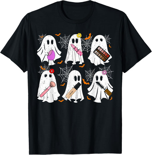 Ghost Makeup Artist Funny Costume For Halloween Men & Women T-Shirt - T-Shirt | Black