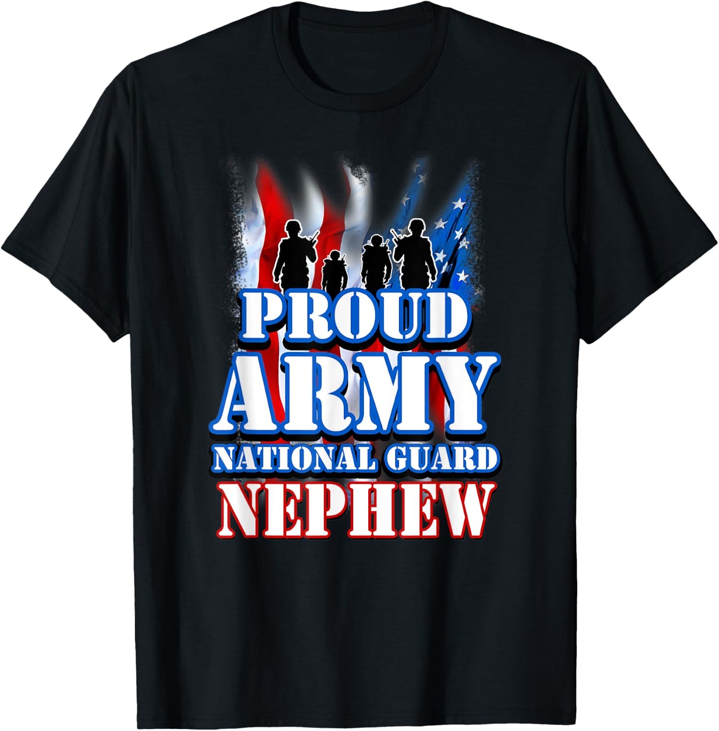 USA Flag Proud Army National Guard Nephew Kids Men T-Shirt - T-Shirt | Black