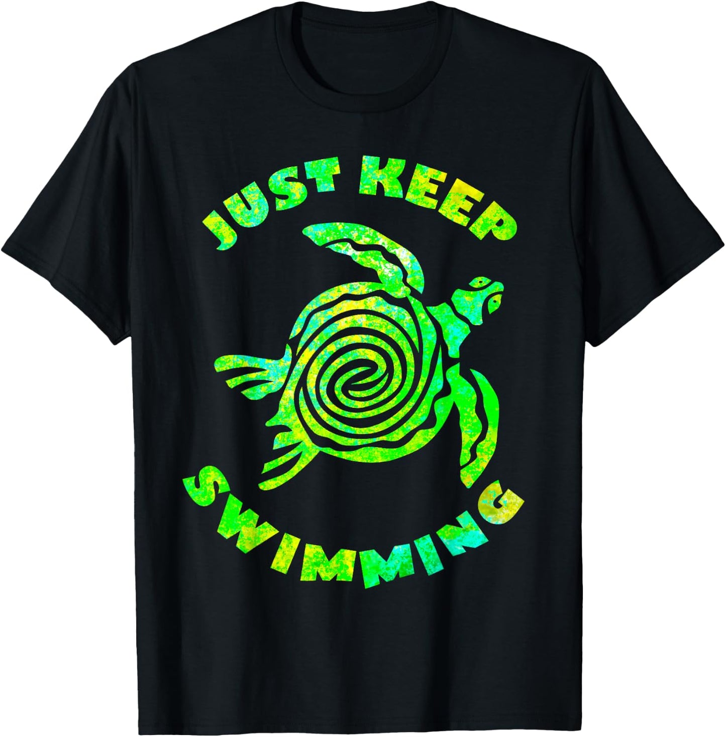 Funny Sea turtle Just keep Swimming Ocean Beach Vacation T-Shirt - T-Shirt | Black