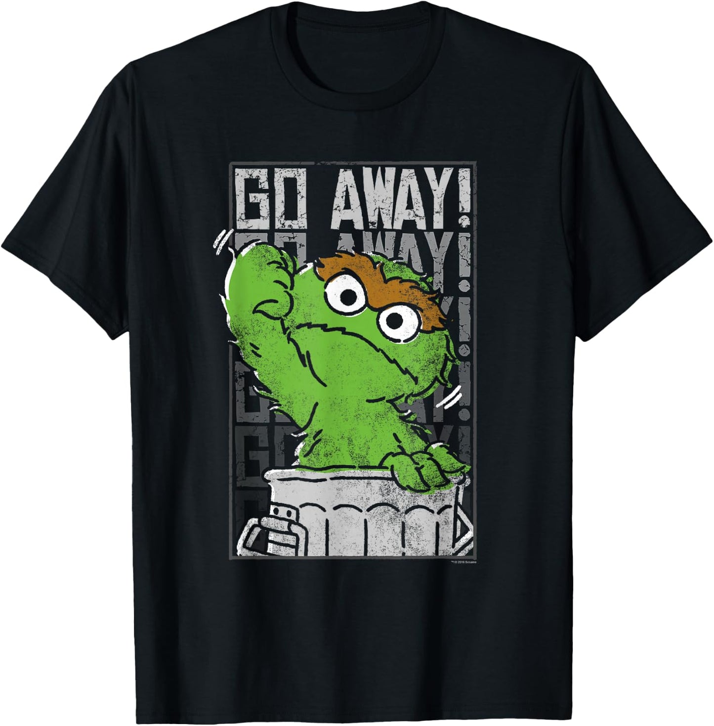 Sesame Street Oscar The Grouch Go Away T-Shirt - T-Shirt | Black