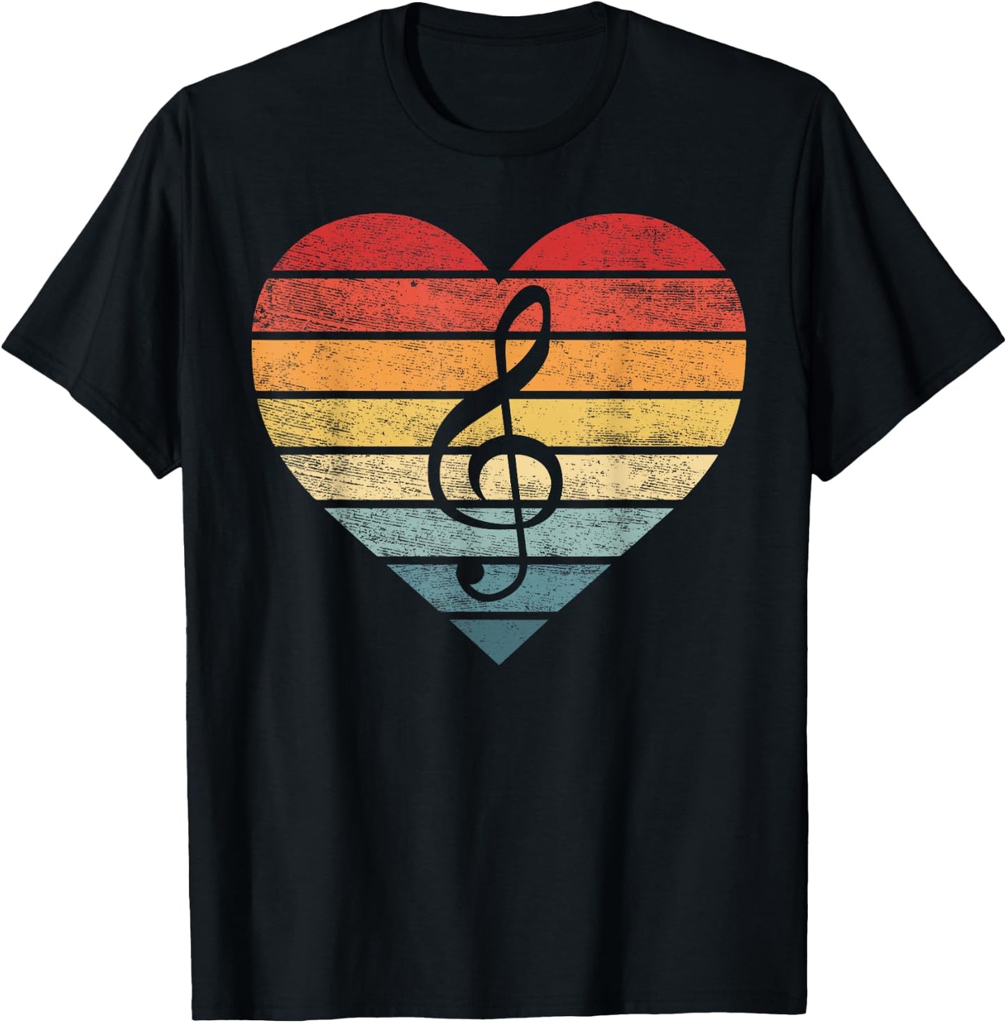 Music Teacher Gifts Retro Sunset Note Music School Musician T-Shirt - T-Shirt | Black