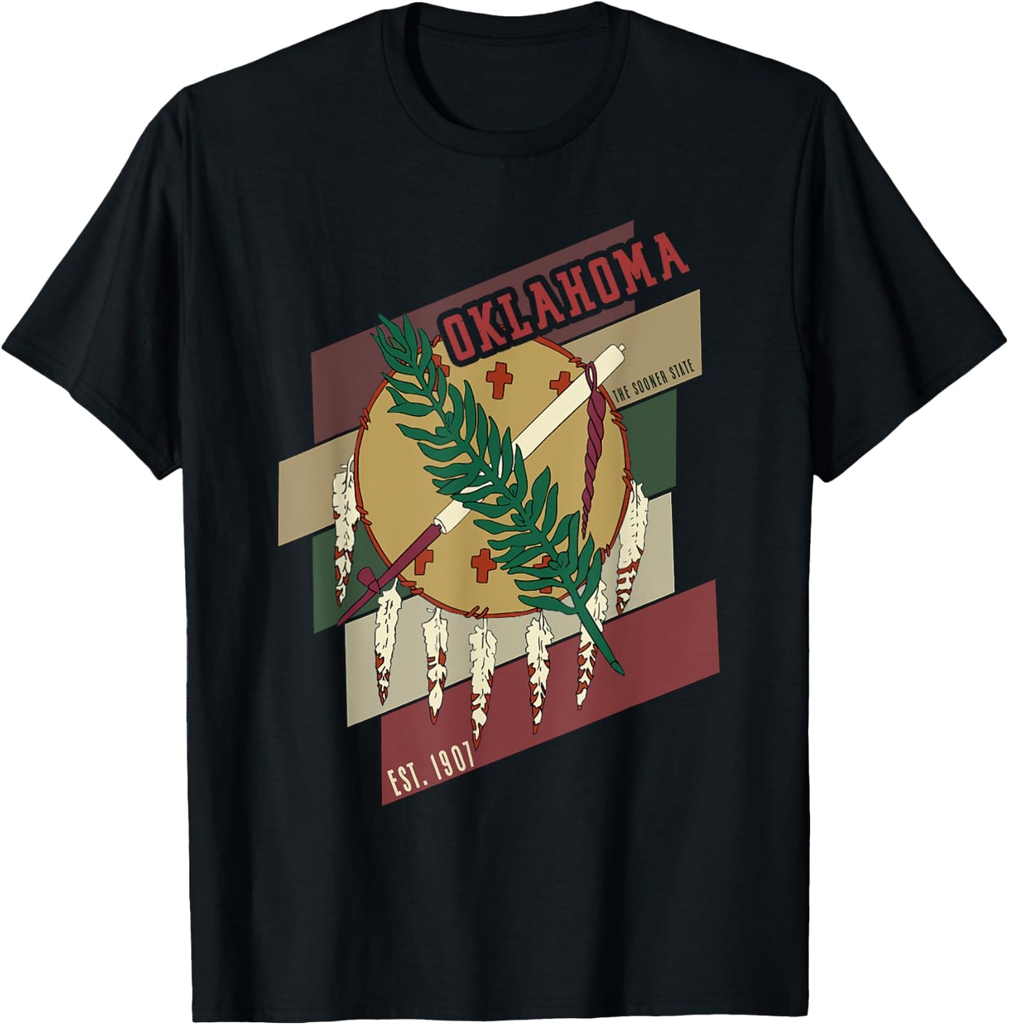 Oklahoma Souvenir Retro State Seal Flag T-Shirt - T-Shirt | Black