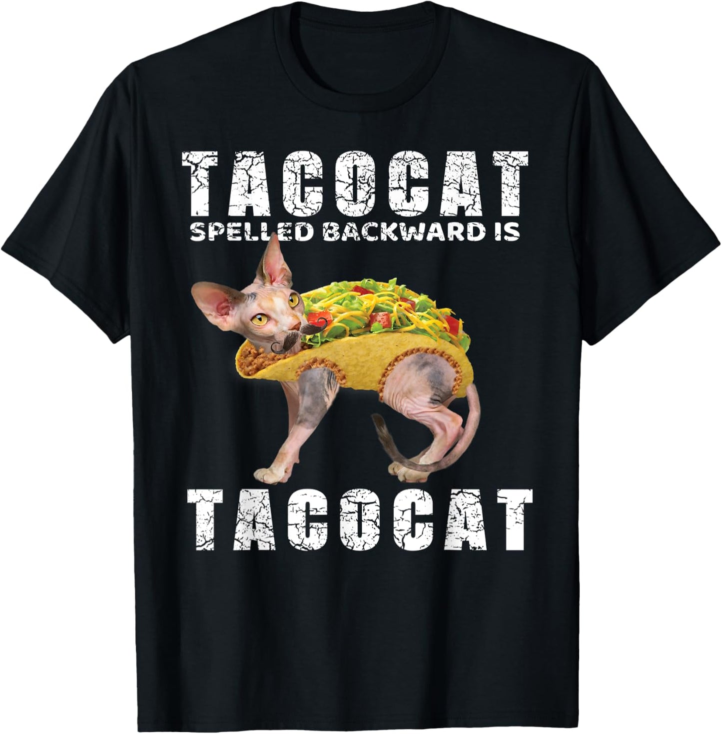 Mexican Food Shirt Tacocat Spelled Backward Is Tacocat Men Women Kids T-Shirt - T-Shirt | Black