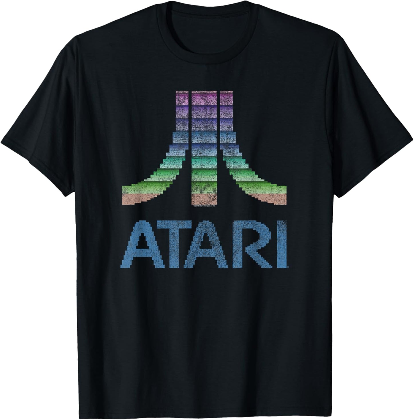 ATARI 8-Bit Rainbow Retro Video Game Logo T-Shirt - T-Shirt | Black