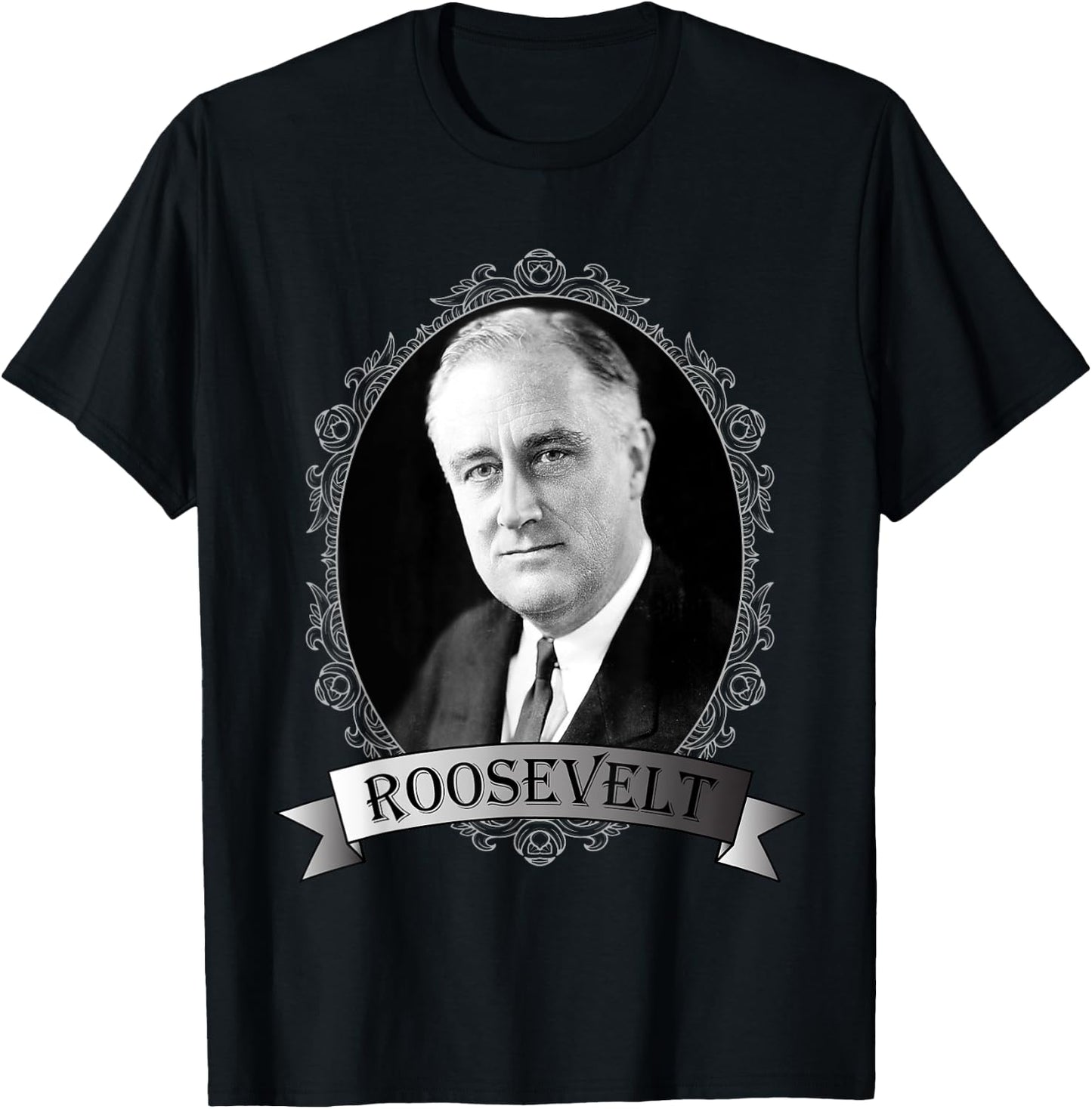 President Franklin D. Roosevelt Portrait T-Shirt - T-Shirt | Black